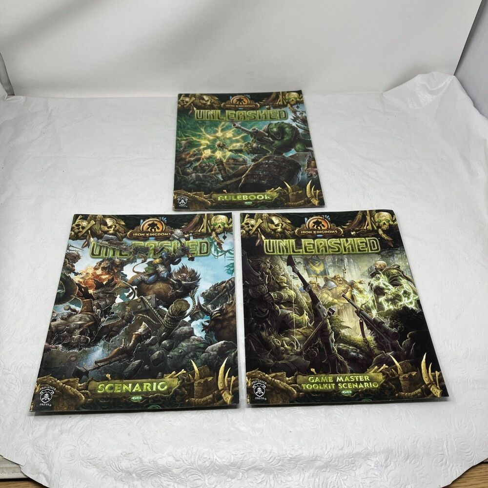 Privateer Press Iron Kingdoms Unleashed Rulebook Toolkit Scenario Books Lot Of 3